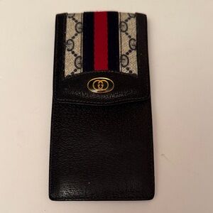 Gucci Black and Red Canvas Leather Eyeglass Case